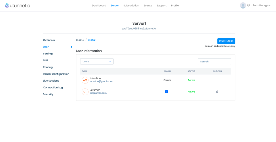 screenshot of UTunnel VPN